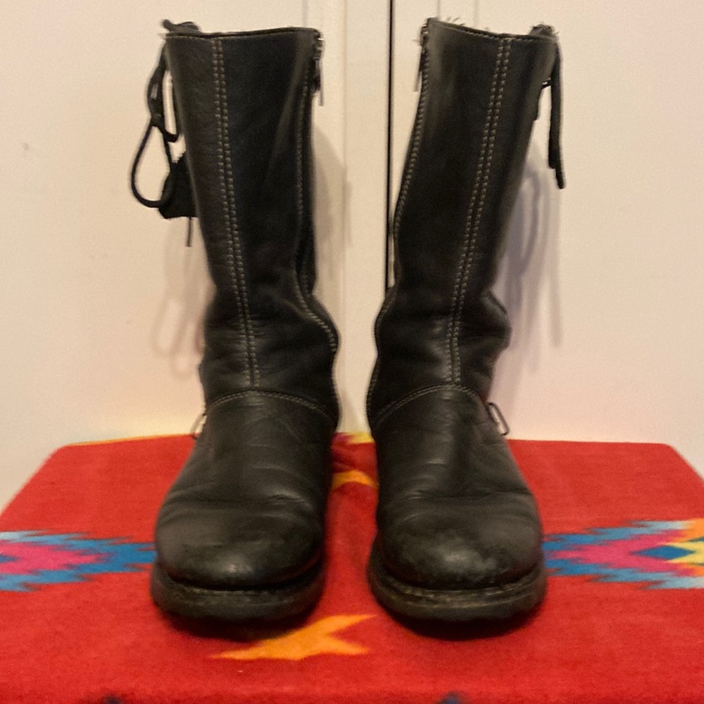Harley-Davidson Black Leather Lace Up and Zipper  Motorcycle Boots Size 8